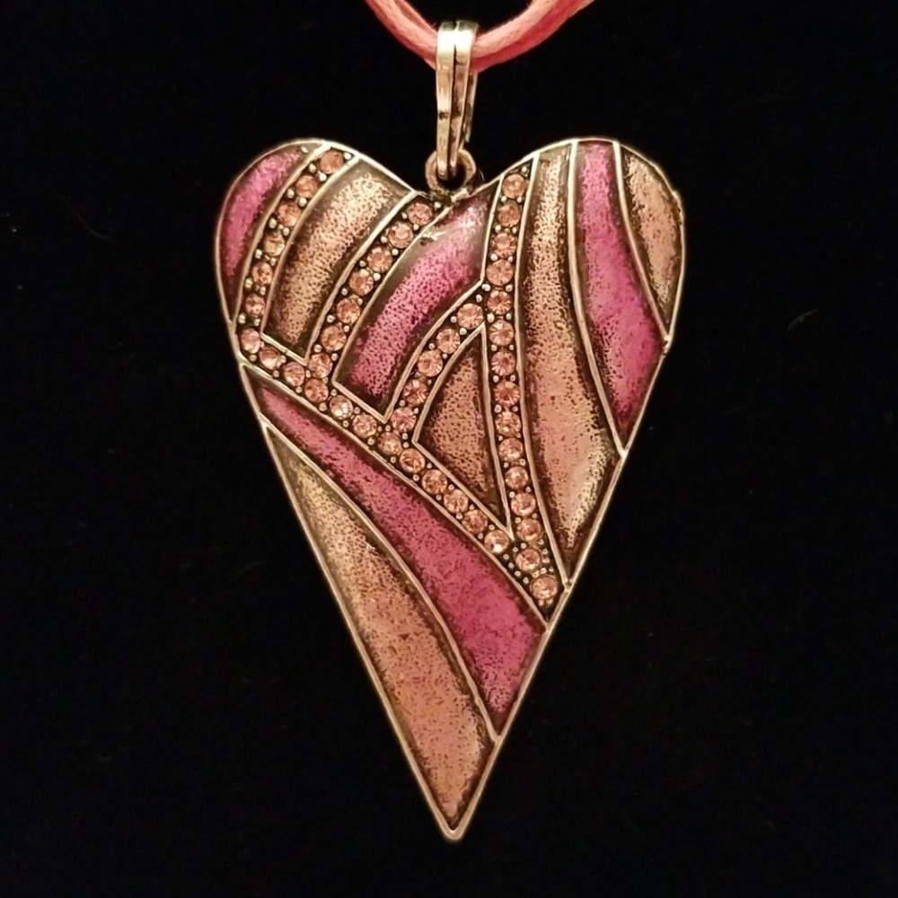 Enameled heart necklace - Picture 1 of 7